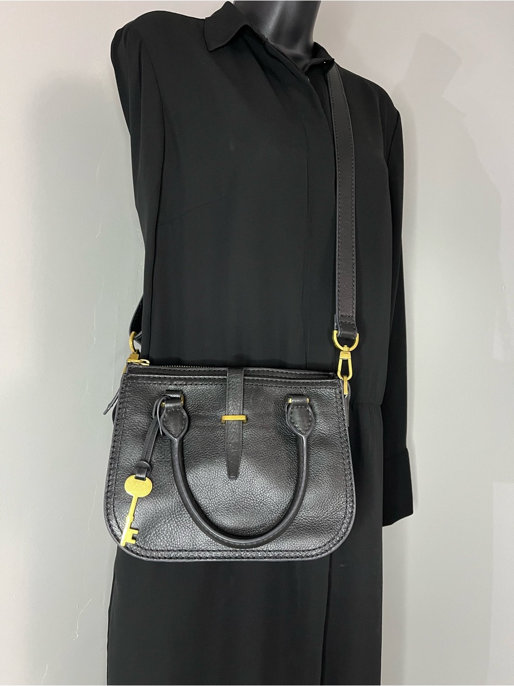 Fossil Ryder Mini Satchel in Black Pebbled Leather - Picture 12 of 14